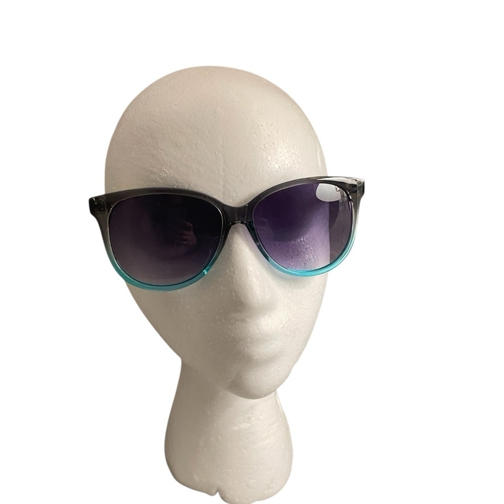 Oversized Black and Blue Gradient Sunglasses and Case NWOT